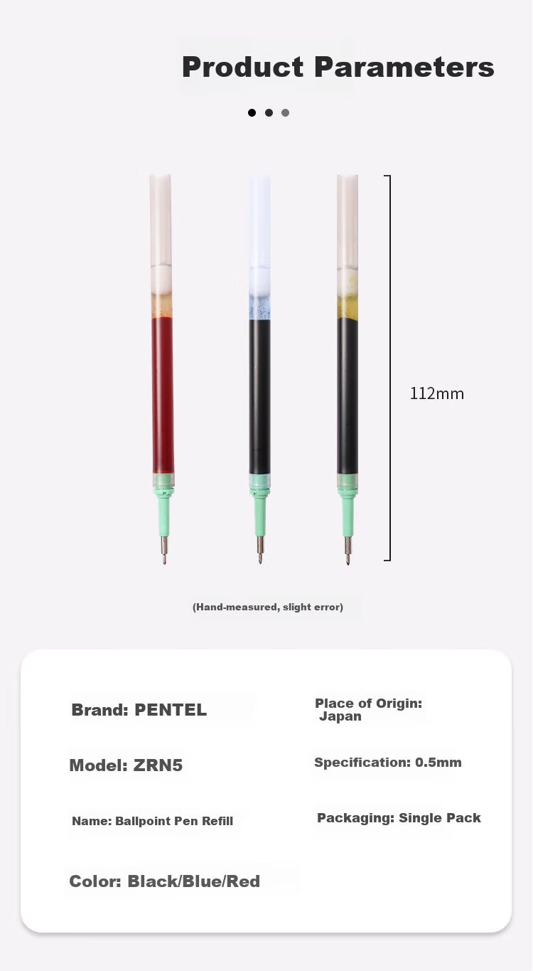 Pentel 0.5mm Medium Oil Pen Refill, Pen Refill for Signature Pens, Student Exam Office Use Pen (Compatible with BZN205) ZRN5-CX Blue Single Pack 6