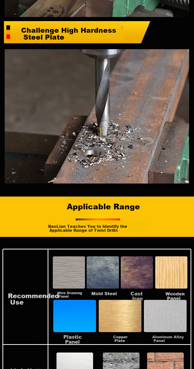 Baolian Twist Drill Bit Set for Stainless Steel, Alloy Steel, Iron, High Hardness Cobalt-Tungsten Steel, Electric Hand Drill, Specialized Hole Drilling Complete Kit 3