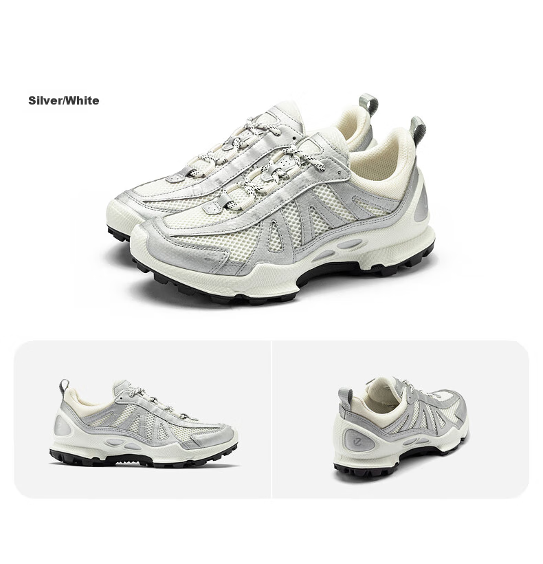 ECCO BIOM C Trail Breathable Thick-Soled Dad Shoes Outdoor Hiking Sports Shoes for Women, Jianbu 803223, Silver, Size 38 8