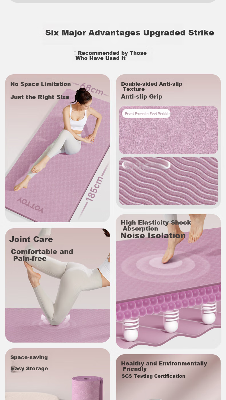Yottoy Antibacterial Yoga Mat, Fitness Mat, Home Professional Non-Slip Shock-Absorbing Soundproof Dance Mat for Women, Milk Sand White, 6mm 1
