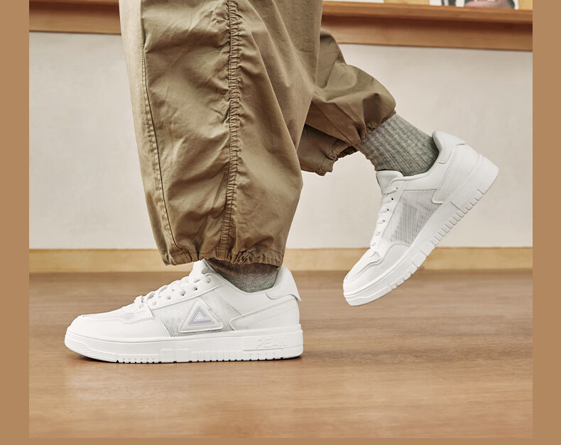 PEAK Air Force One Sneakers for Men, Summer Mesh Breathable Wear-Resistant White Shoes, Soft-Soled Sports Shoes DB520087, Cream White, Size 41 16