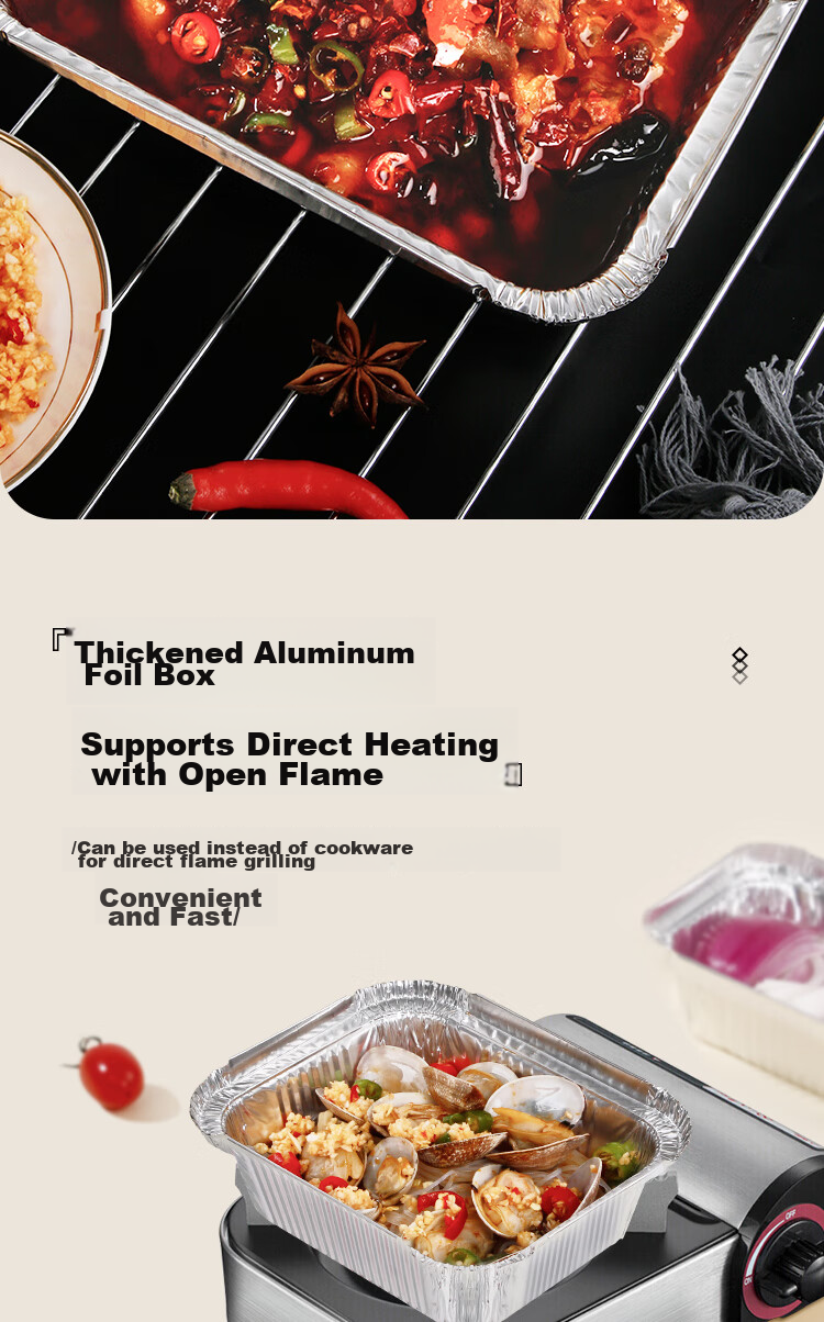 YOUAO Air Fryer Aluminum Foil Pans, 1000ml*15 Pieces, Disposable Food Containers for Barbecue, Oven, Outdoor Picnic And Camping 7