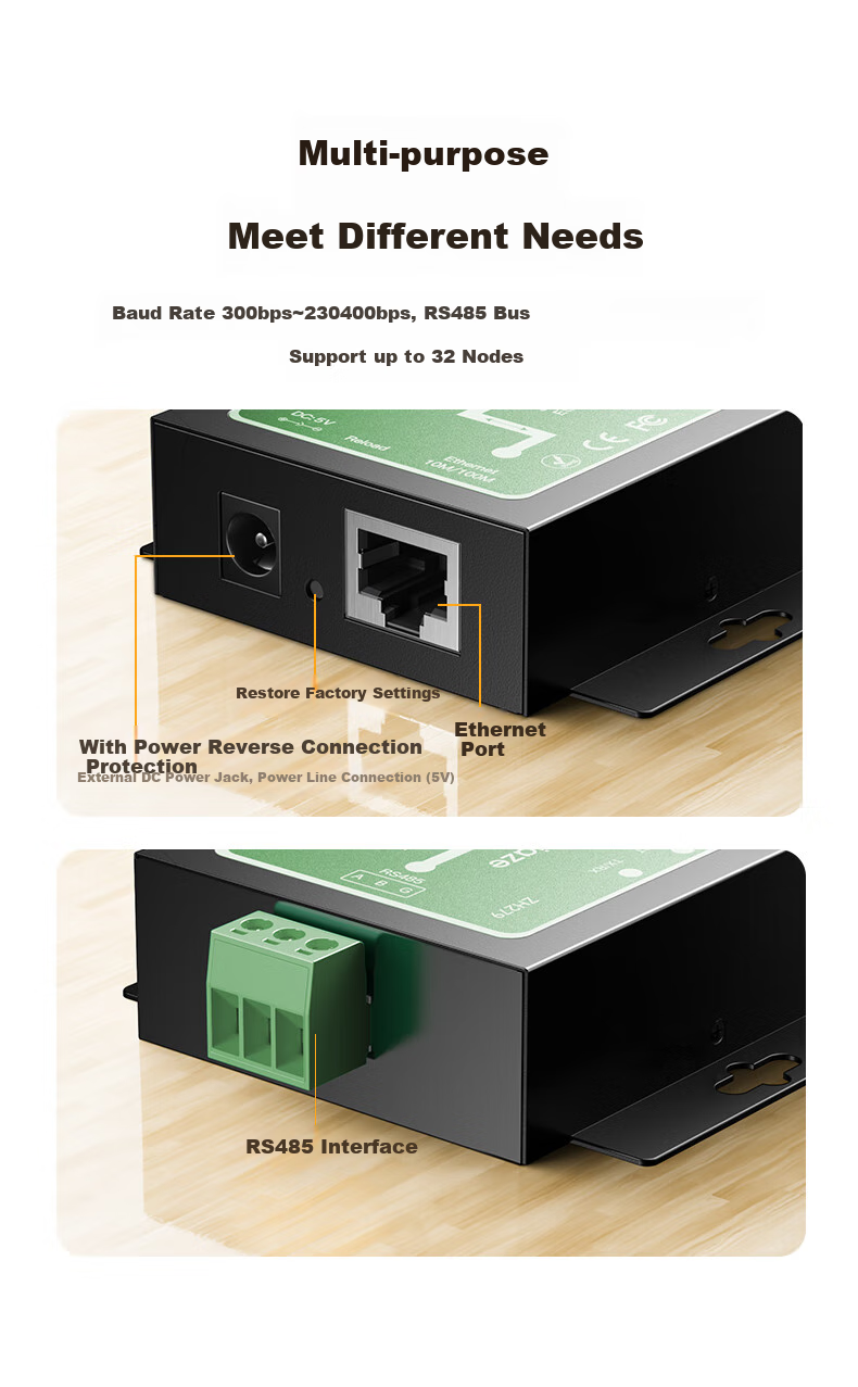 BIAZE Serial Server RS485 to Ethernet, IoT Network Module Single-Port RJ45 Communication Gateway, TCP/IP Networking with Built-In WEB Management for Development Assistance 3