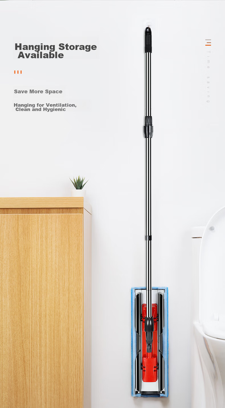 MARYYA Fabric-Encased Flat Mop, 40cm, 4 Mop Pads, Wet And Dry Use, All-In Household Mopping Tool 8