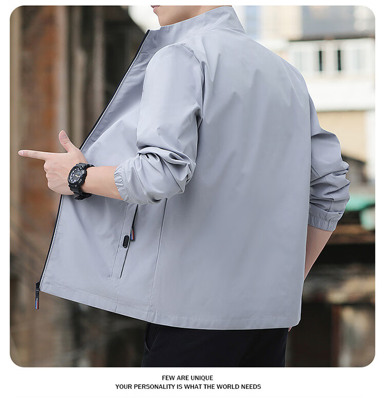 ROMON Men's Jacket, Spring And Autumn Stand-Collar Business Executive Jacket, Casual Windproof Coat for Men, Dad Style JK02 Black 3X 6