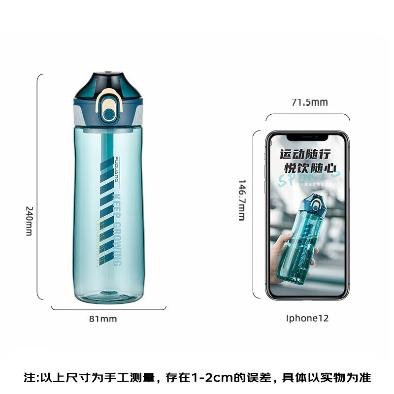 Fuguang Plastic Cup, Outdoor Tritan Sports Water Bottle, for Men And Women, Students, Children, Portable Fitness Large Capacity