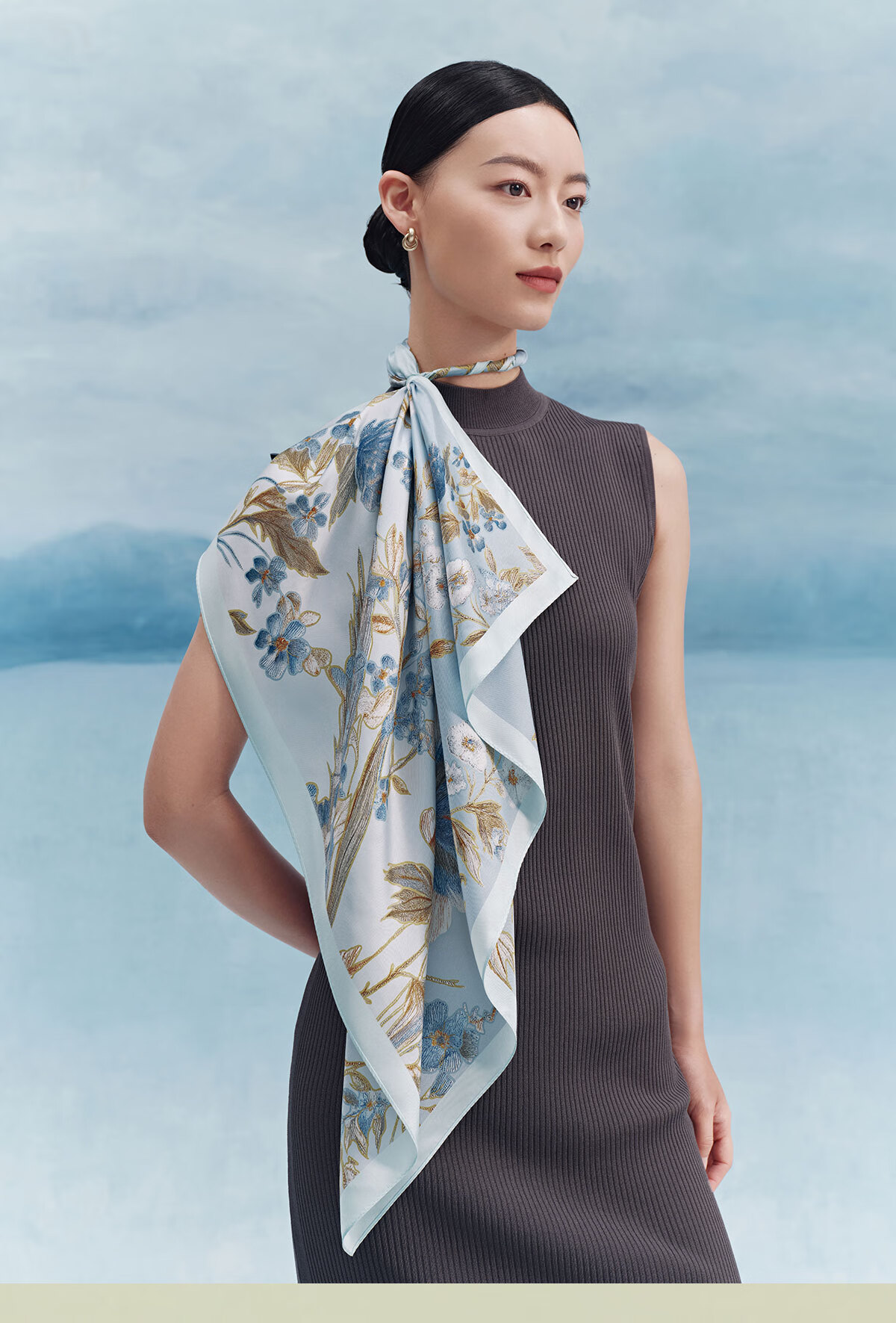 Wanshili 100% Mulberry Silk Scarf Women 2025 New Square Scarf Peony Gift Box Birthday Gift for Mom 1