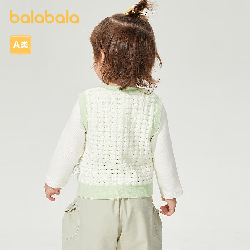 Balabala Kids Baby Vest Girls Infant Knitted Sleeveless Sweater Fresh Fashion Cute Printed Adorable