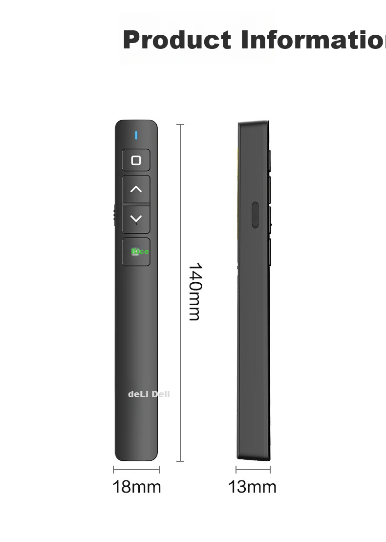 Deli Presentation Remote for Teachers, PPT Laser Pointer, Laser Pointer for Lectures, Wireless Presenter Remote, Courseware Pointer, Cat Teaser Pen with Green Light, Black MA58-G 9