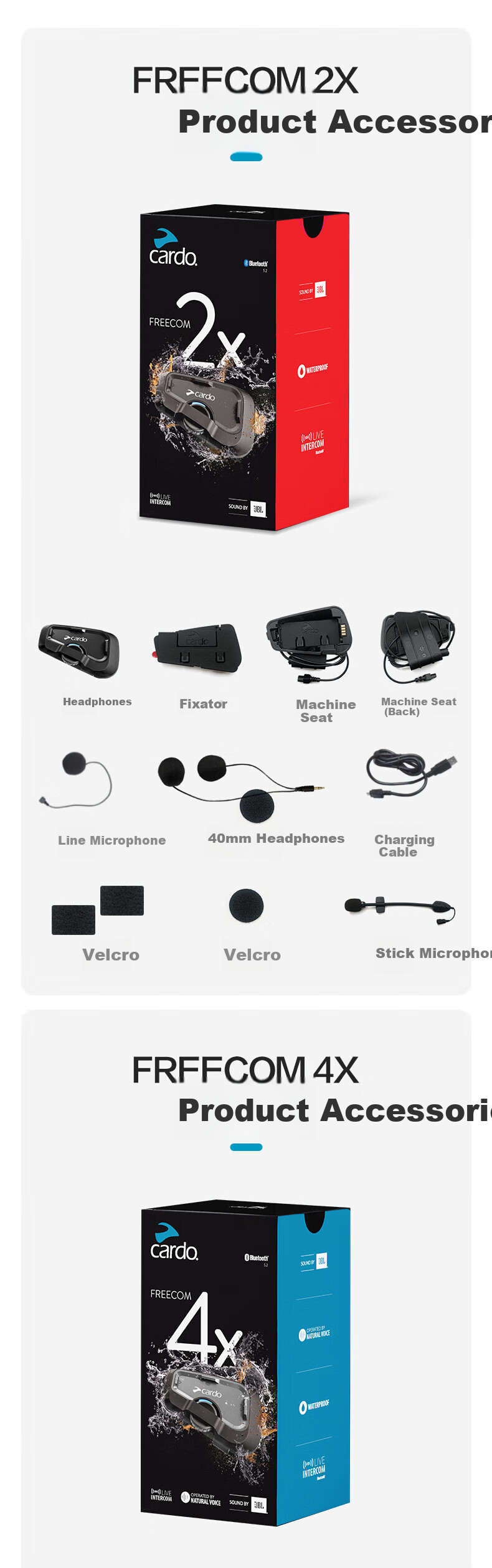 CARDO Motorcycle Helmet Bluetooth Headset, Riding Noise Reduction Waterproof, FREECOM2xSingle Original Box 6