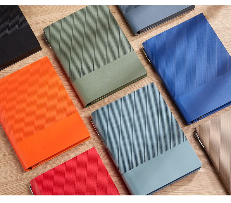 Jinyi Twill Notebook with Sprayed Edge, Thickened Leather Cover, Soft Leather Bookmark, Exquisite New Simple Artistic Journal, Large Size B5 Twill Sprayed Edge - Smog Blue (180 Sheets) 3