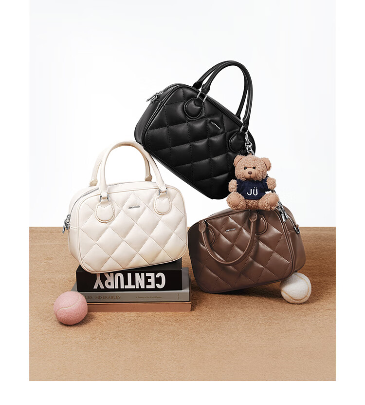 JUST STAR Celebrity-Style Bowling Bag, Women's Handbag, 2026 New Luxury Shoulder Crossbody Boston Tote Bag, Birthday Gift 10