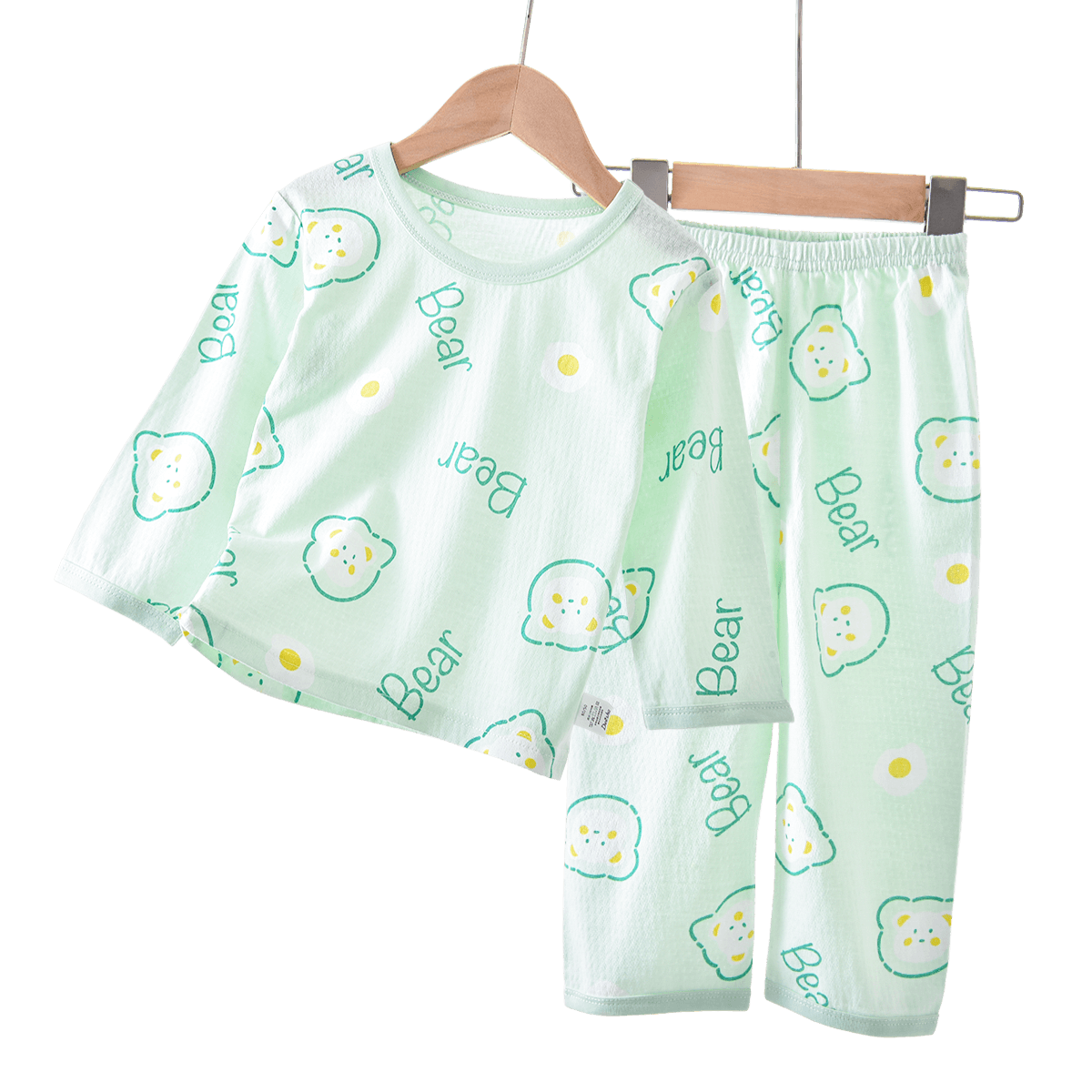 DEESHA [100% Cotton] Children's Pajamas, Girls' Spring And Summer Thin Pure Cotton Loungewear, Long-Sleeve Air Conditioning Suit Set