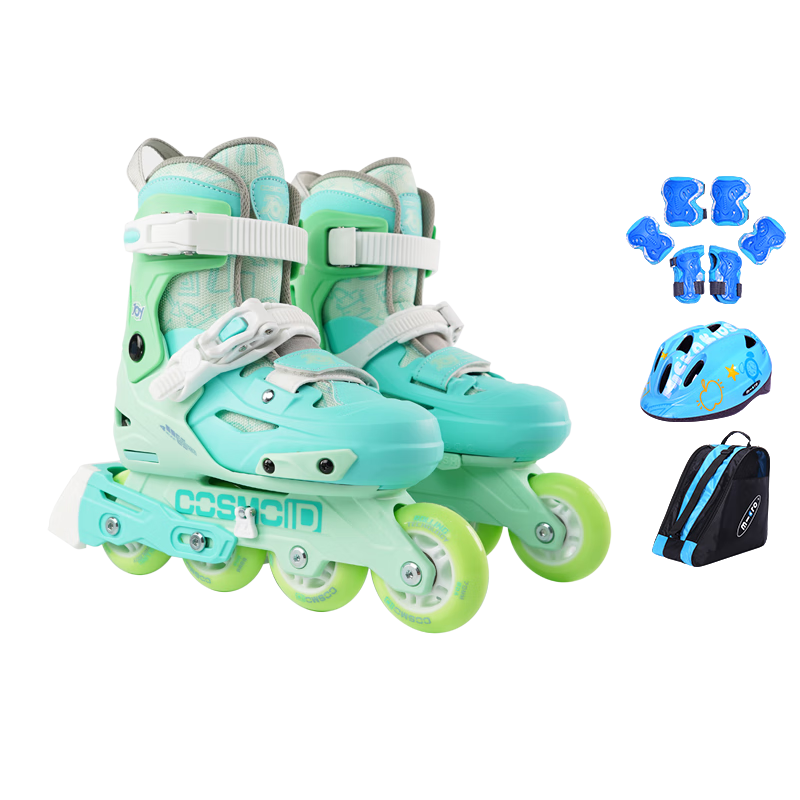 Micro Migu Lianming COSMOID Roller Skates, for Children Boys And Girls, Straight Row Inline Skating, Hard Shell, for Beginners, JOY Blue Package M