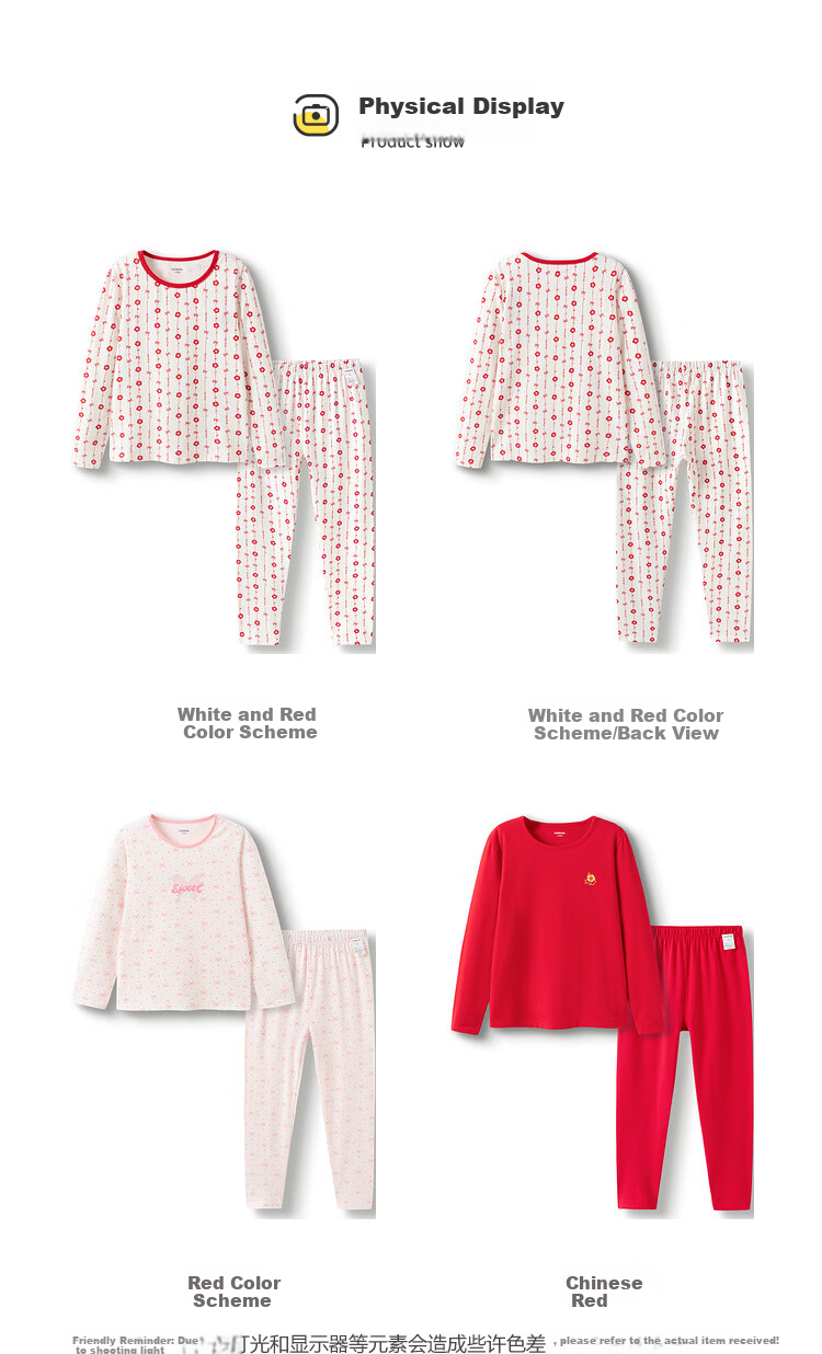 BALABALA Kids Children's Underwear Set Girls 2026 New Spring Autumn Red Zodiac Year Pajamas New Year Collection 4