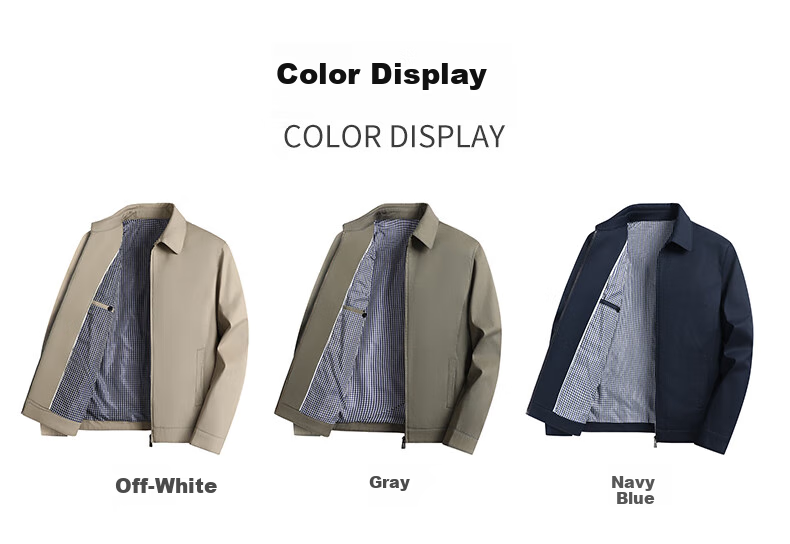 ROMON 100% Pure Cotton Jacket for Men, Middle-Aged And Young, Spring And Autumn Outerwear, Workwear Casual Lapel Dad's Outfit, Men's Jacket 5