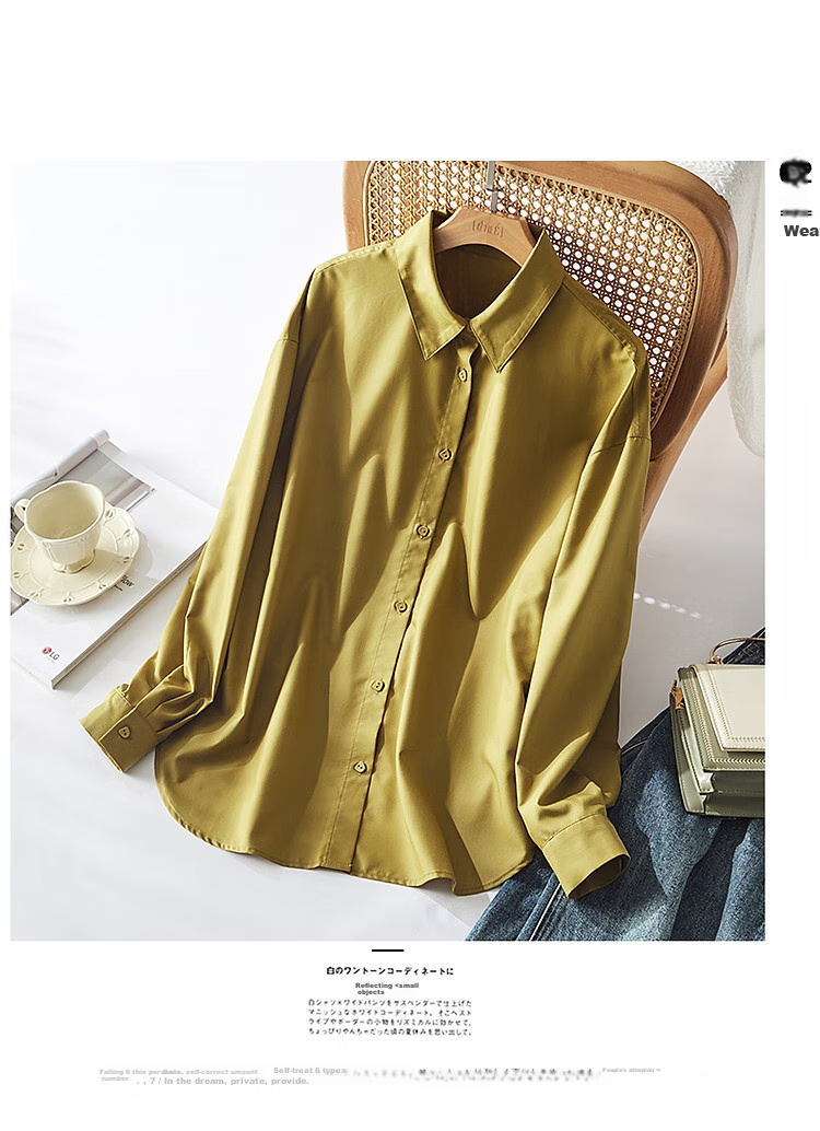 Dme [Commute Shirt] Autumn Simple Fit Drop-Shoulder Long-Sleeve Blouse Women's Top 6