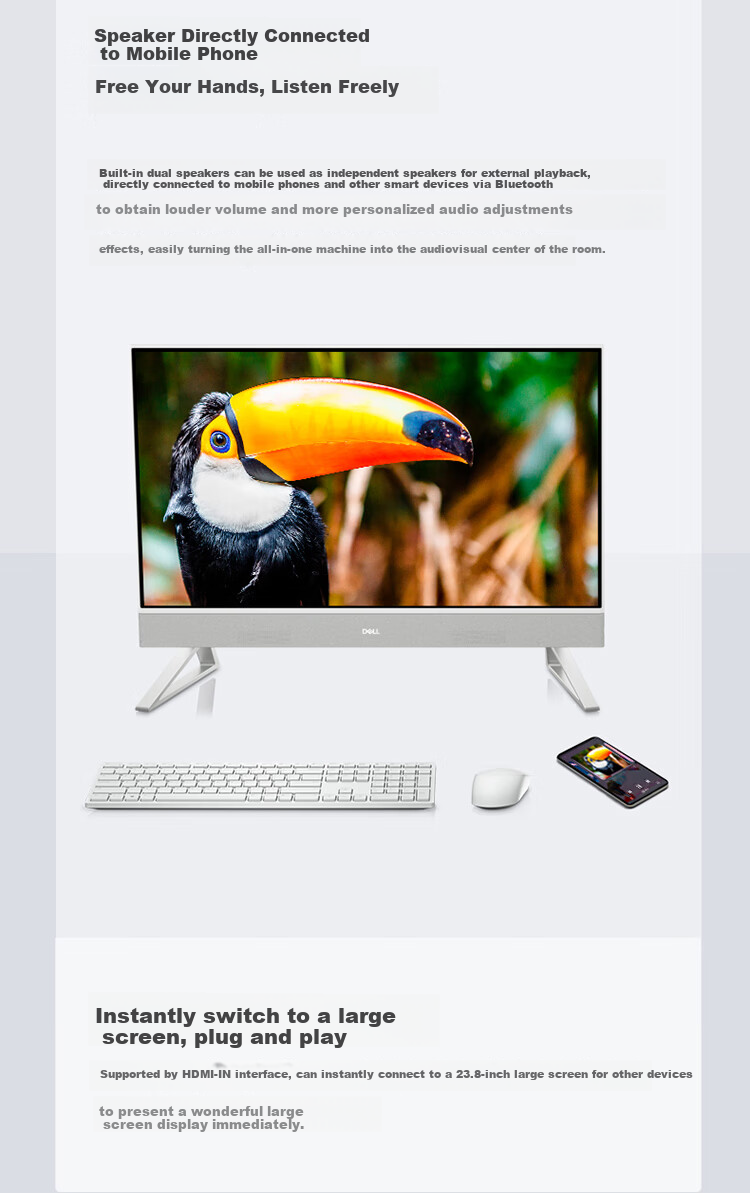 DELL Inspiron New High-End All-In Desktop Computer (13th Gen I7, 16GB RAM, 1TB Storage) Aesthetically White, 27-Inch Eye-Protection Large Screen, Commercial Office Use, Entertainment And Learning Machine 10