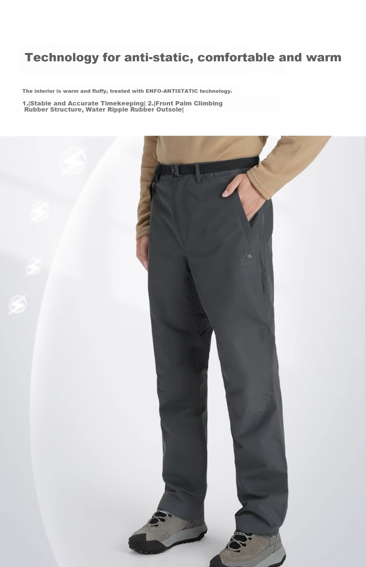CAMEL Outdoor Waterproof Windproof Warm Hiking Pants for Men, Model A1W246119, Black, Size XL 4