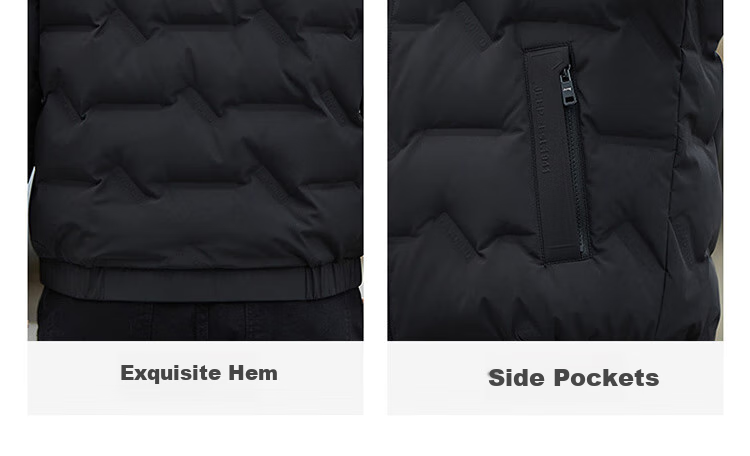 JEEP Men's Winter Short Down Jacket Casual Stand Collar Coat Warm Reversible Black 4XL 8
