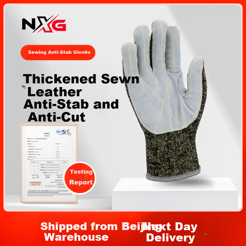 NXG Level 5 Cut-Resistant Gloves, Cowhide Cactus Rose Durian Gardening Anti-Puncture, Woodworking Anti-Cutting Anti-Wounding X08