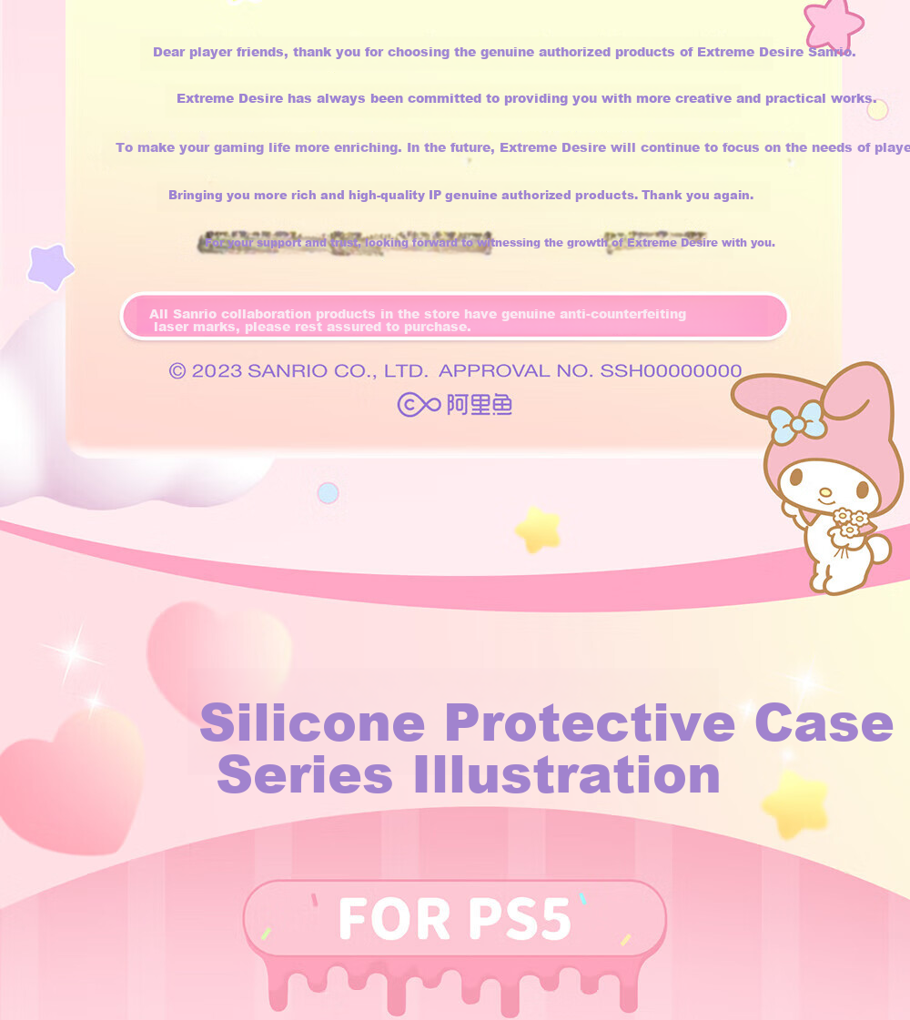 Jixiang PS5 Big Ear Dog Controller Cover, Silicone Case, Matching Joystick Cap, Button Cover, Full Protection against Drops And Dust, Game Peripheral, Sanrio Collaboratio 2