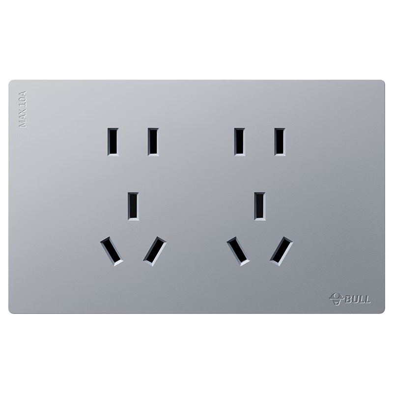 BULL Ultra-Thin Multifunctional 118-Type Switch Socket 10-Hole 6-Hole Panel G60Z256 Moonlight Gray