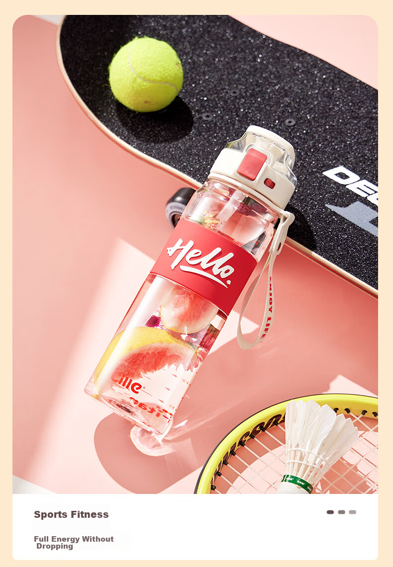 Cille Plastic Cup Outdoor Tritan Material Straw Cup for Men And Women Students Sports Water Bottle Portable Children's Dual-Use Cup 17