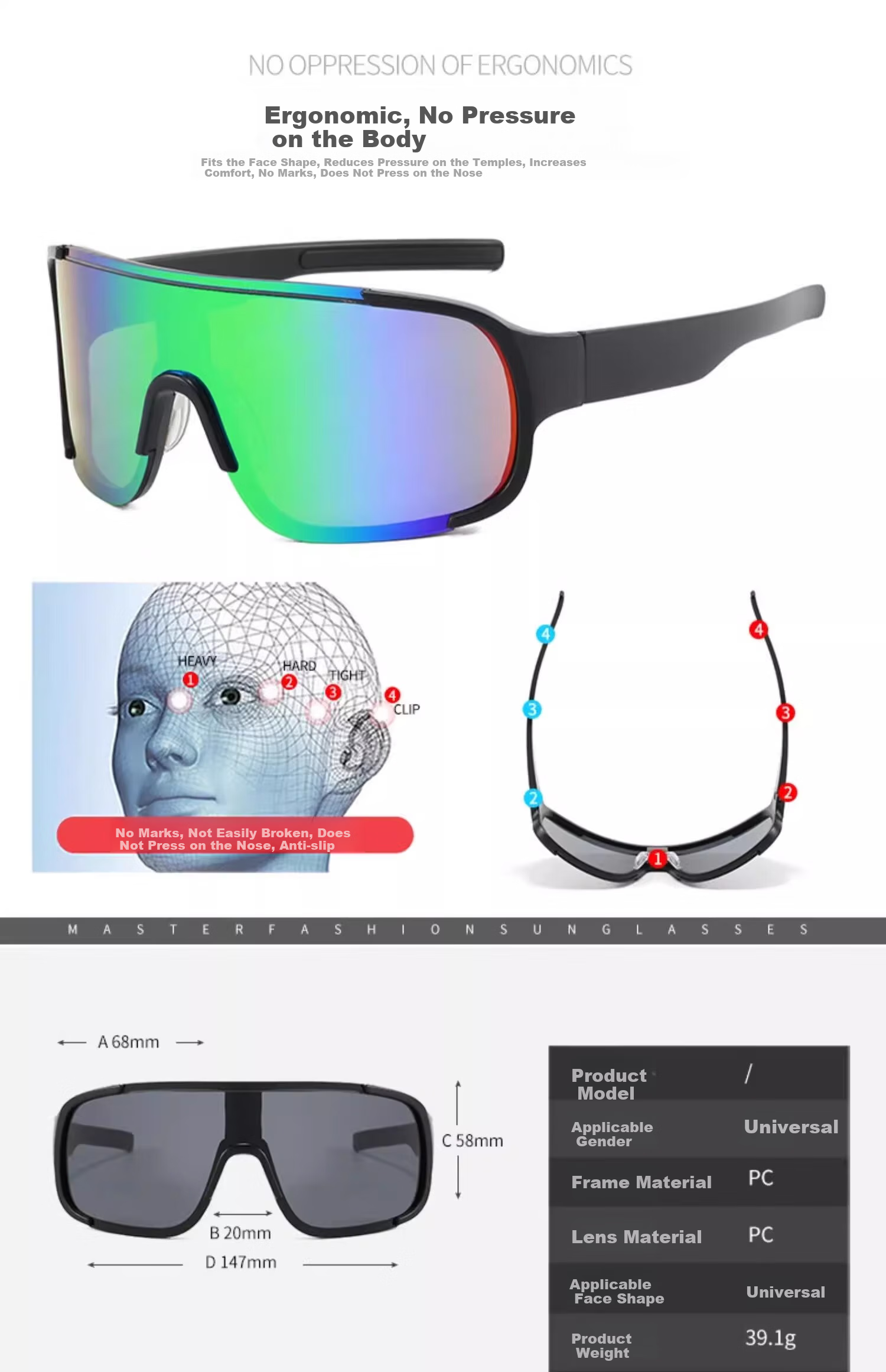 GOGOSOON Hiking Cycling Glasses for Women, Outdoor Sports Windproof Sand-Proof Goggles, Large Frame Sunglasses, UV Protection, Sun Protectio 6