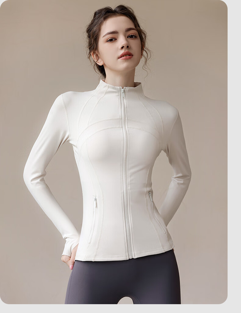 BOPRUIEY Women's Short Jacket, Spring And Summer Yoga Wear, Long-Sleeve Zip-Up Top, Skin-Friendly, Naked Feel, Slim-Fit Sports Coat for Outer Wear 12