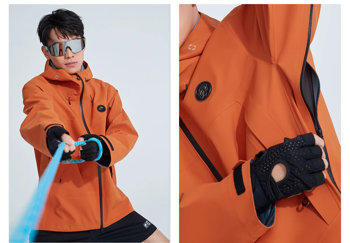 CAMEL Panda Outdoor 3L Hard Shell Single-Layer Waterproof Jacket, Multi-Functional Triple-Protection Mountaineering Suit, Heavy Rain-Resistant 31