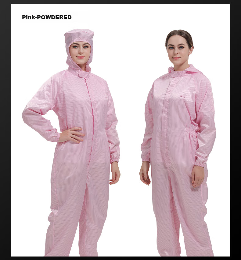 WK Cleanroom Suit, Dust-Proof Suit, Anti-Static Workwear, Clean Room Garment, Striped Hooded Three-Piece Suit, White, XL, Customizable 12