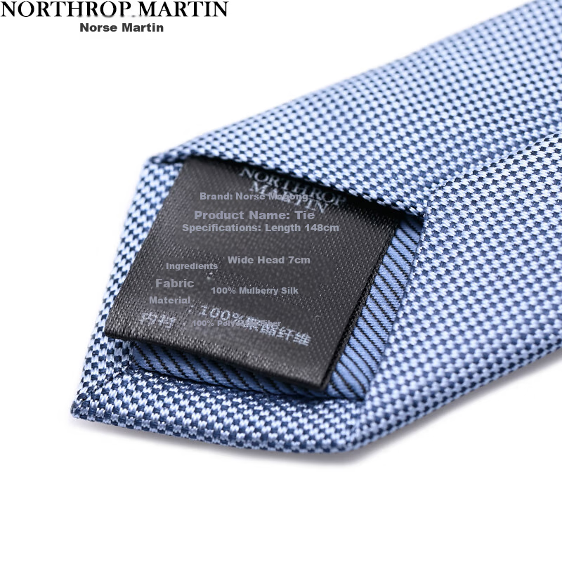 NORTHROP MARTIN High-Quality Silk Tie for Men, Business Suit Blue-Gray Color, Student Preppy Style, Elegant Gift, Mulberry Silk