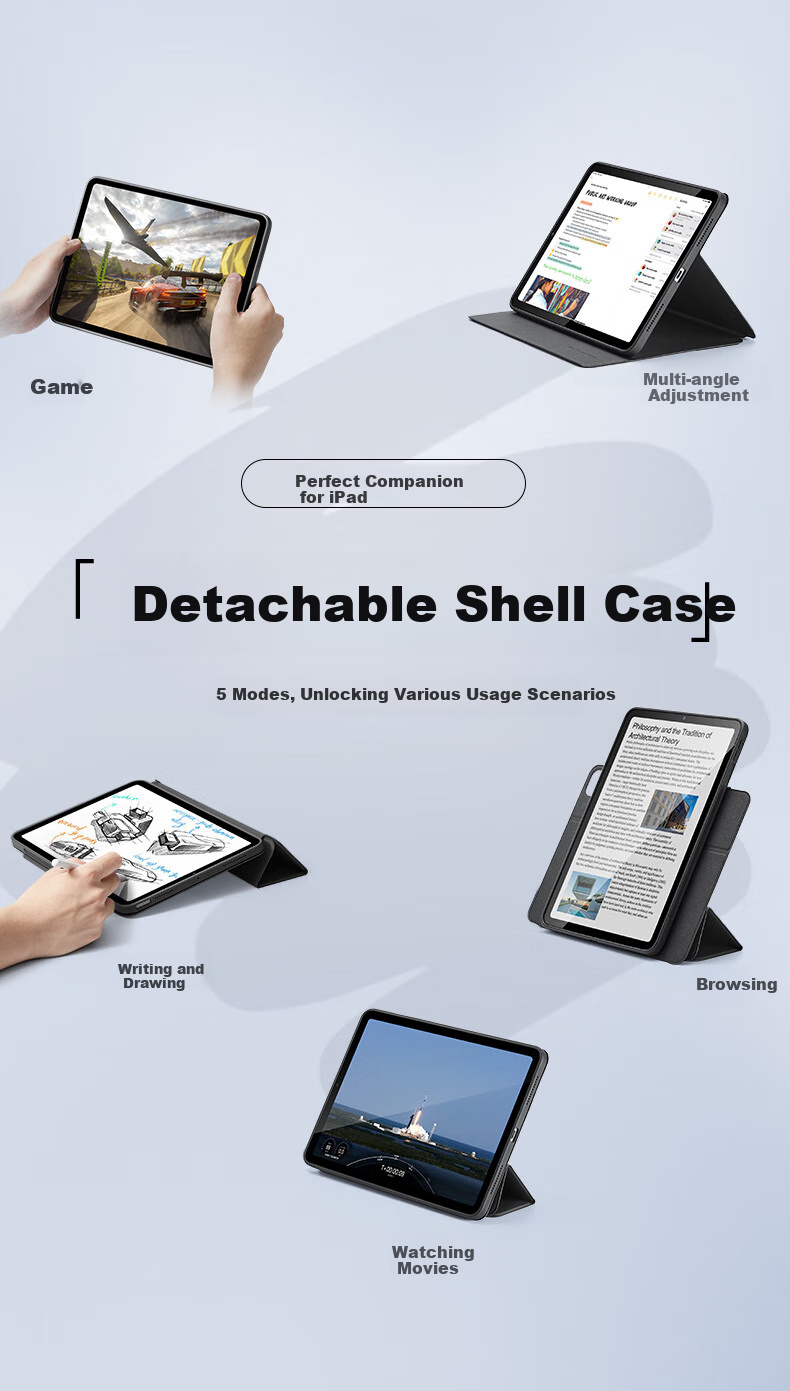 ESR Compatible IPad Air 13-Inch Case, New Air 8/7/6 Case, 2026/25 [Magnetic Detachable Cover], M4 Apple Tablet Full Protection Shockproof Stand, Purple 4