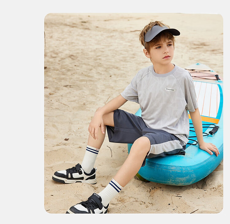 ASK JUNIOR Children's Clothing Set, Boys' Summer Outfit, Cool Thin Short-Sleeve T-Shirt And Shorts, Running Sports Two-Piece Set, Blue 13