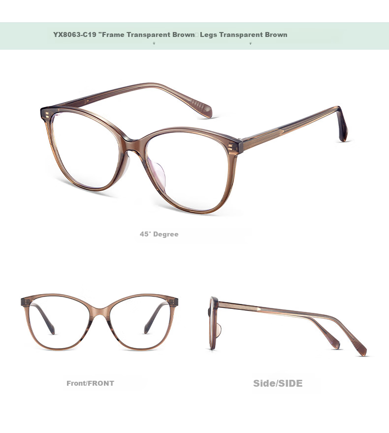 LOHO New 2024 Cat Eye Glasses for Women, Myopia, Anti-Blue Light, Slimming Frame, Bare Face Glasses, Prescription Available, YX8063 Orange 29