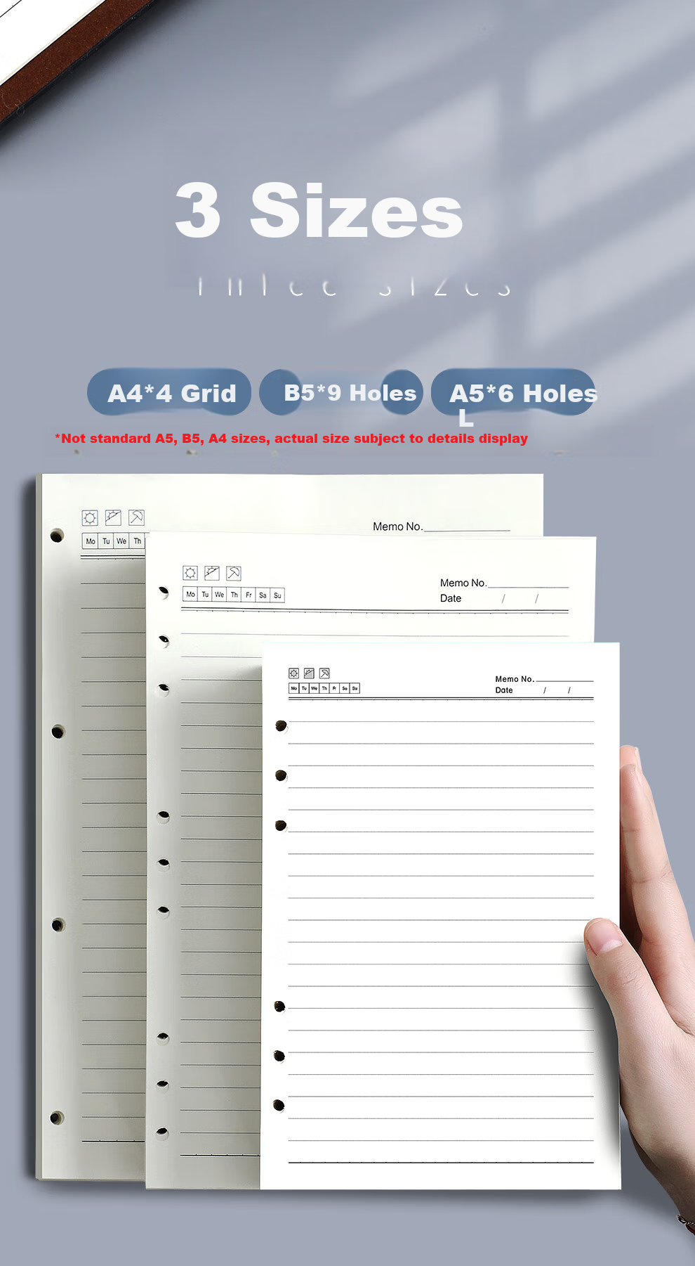 Faramon A5 Loose-Leaf Refill Notebook, 6-Hole Ruled Replacement Inner Pages, Thickened Loose-Leaf Paper, A5 Ruled Inner Pages (Pack of 5) 2