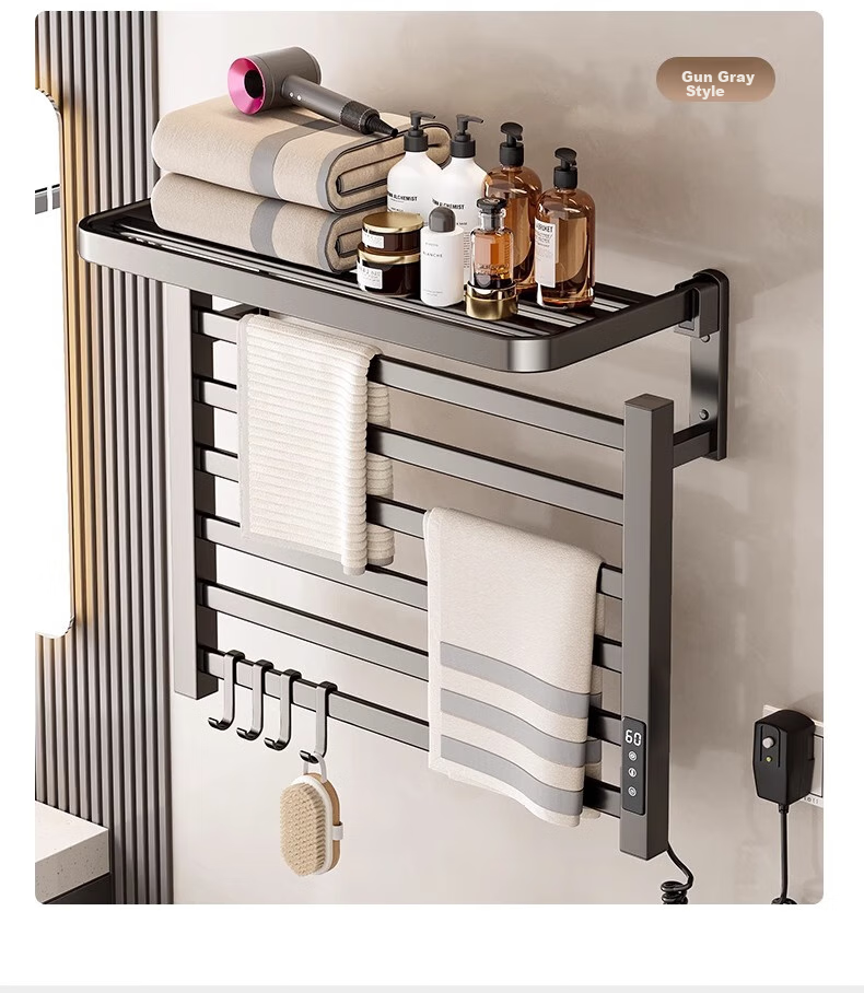 Baihan Electric Heated Towel Rack, Carbon Fiber Heating, Bathroom No-Drilling Electric Heating Towel Rack, Drying Rack 27