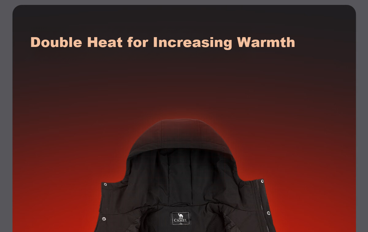 CAMEL Men's Cotton Jacket, Winter Urban Light Outdoor Fleece-Lined Waterproof Coat, Couple's Outerwear M13CA6V128C 5