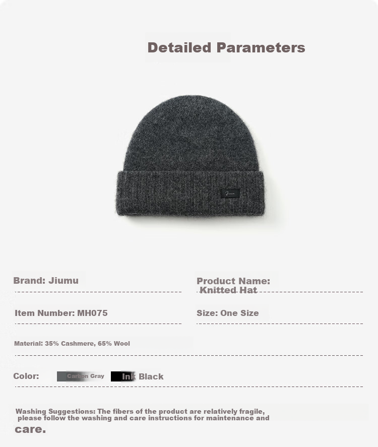 JIUMU Cashmere Warm Knit Hat, Autumn And Winter Woolen Hat, Cold Cap, Winter Cap, Outdoor Ear Protection Hat, Cold-Resistant Cap for Men in Winter Seaso 5