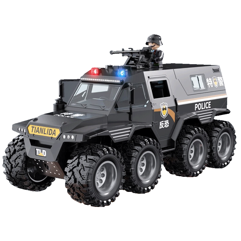 Embei Family Extra Large Children's Police Car Inertia Toy for Boys Ages 3-6 Armored SWAT Vehicle Model Children's Day Gift