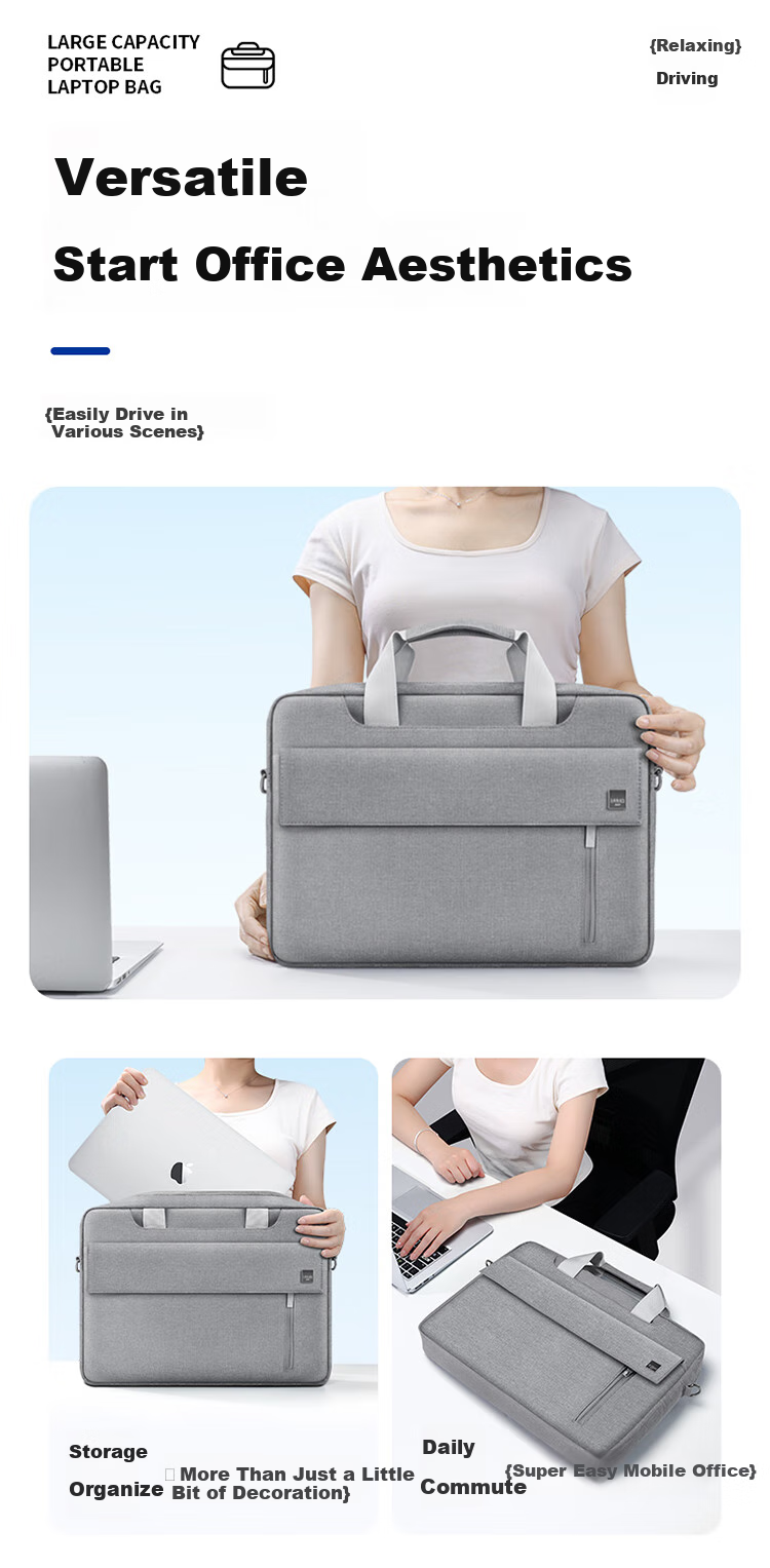 Biyoumei Laptop Bag Compatible with Lenovo, Huawei, Apple, Thickened Large Capacity Notebook Handbag Style 14-Inch Shoulder Bag 6