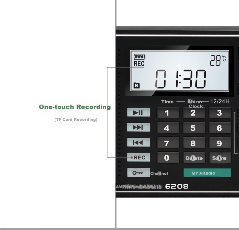 Panda 6218 Portable Bluetooth Radio, Full Bandwidth Stereo, Multifunctional Semiconductor Car Backup, Gift for Elderly 6