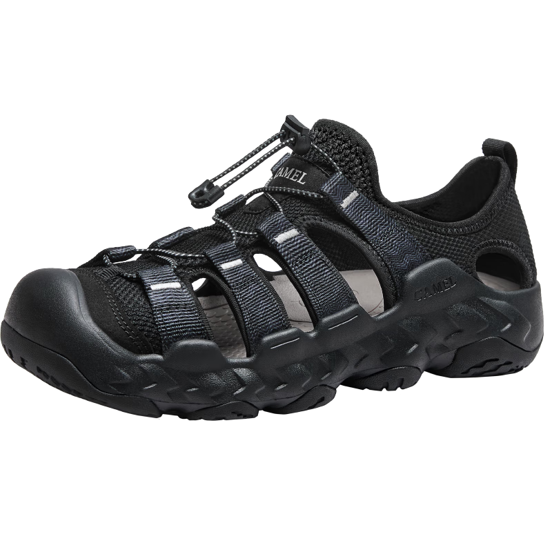 CAMEL G15M380022 Men's Outdoor Hiking Water Shoes Lightweight Shock Absorption Anti-Collision Non-Lace Sandals Night Black Size 43