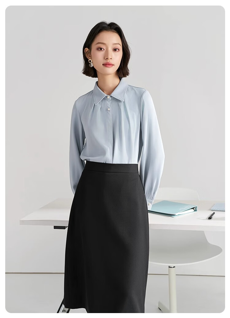 Bodexiaojie Women's Professional Blazer, Elegant Interview Attire, Office Wear Top for Petite Figures, Long-Sleeve Shirt, Size S 24