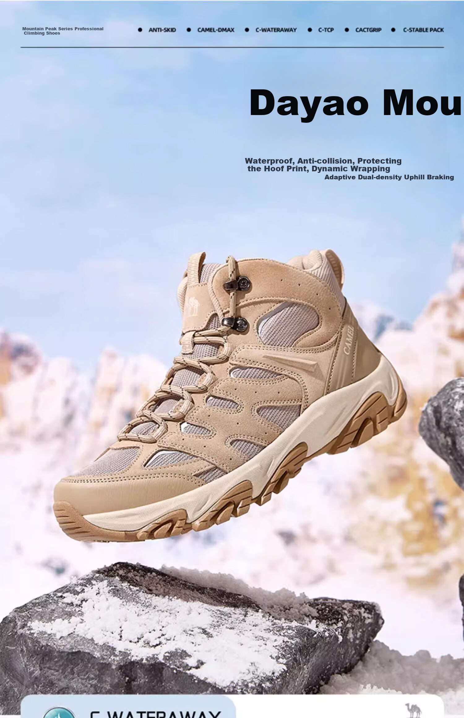 CAMEL Triumph Autumn Winter High-Top Hiking Boots Waterproof Non-Slip Outdoor Shoes for Men and Women 1