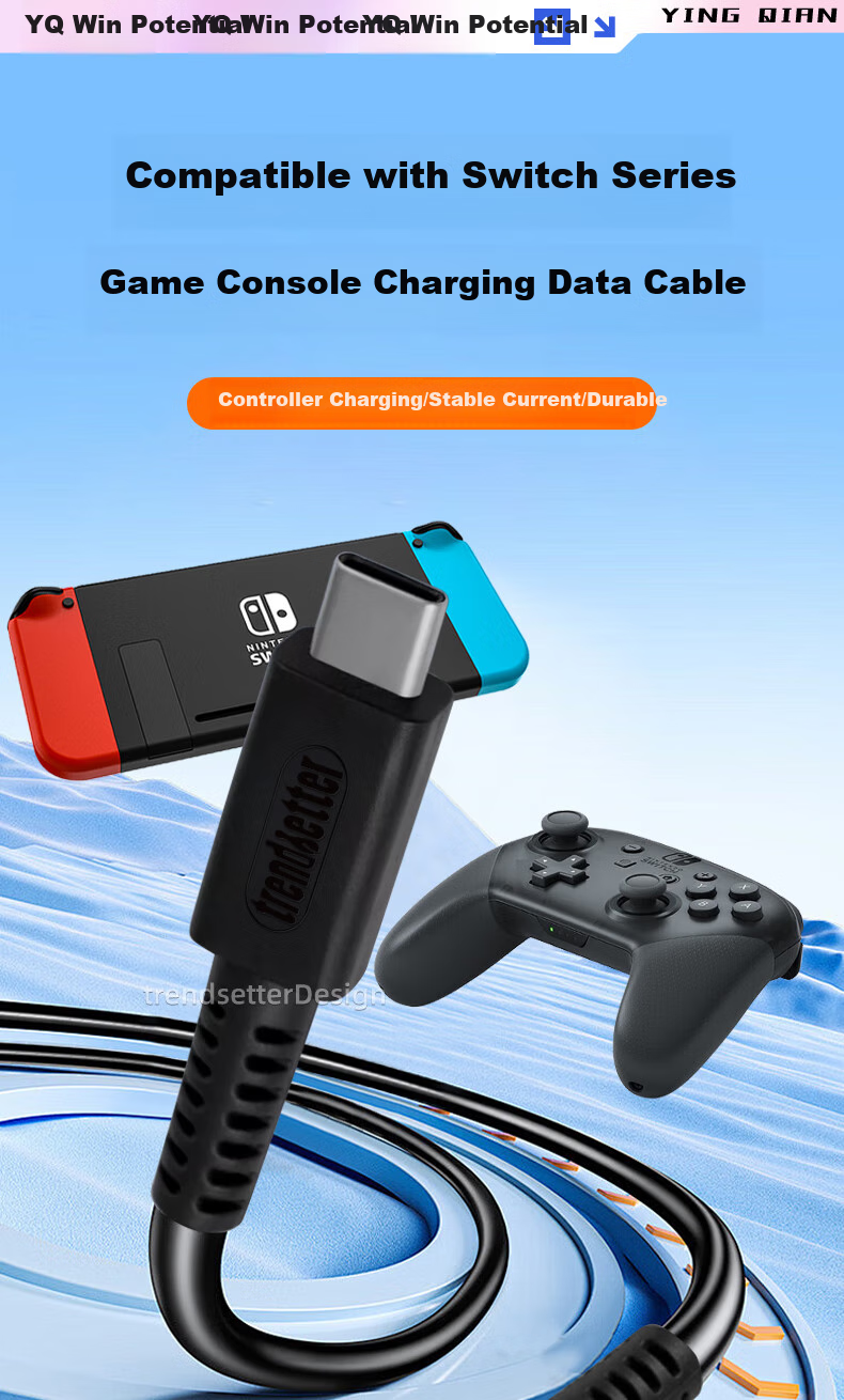 Yingqian, Suitable for Nintendo Switch Pro Controller Type-C Cable, Eight-Port Data Cable, 8BitDo SN30 M30 Pro 2 Charging Cable, 1.5 Meters 1