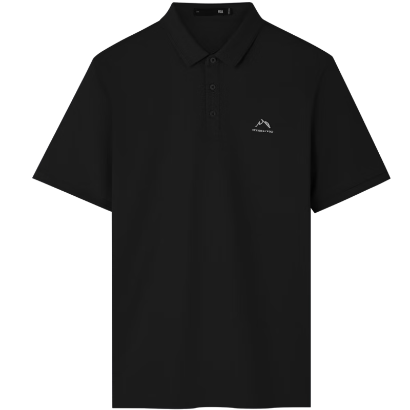 HLA Short-Sleeve Polo Shirt for Men, Summer Mountain Series, Black, XL