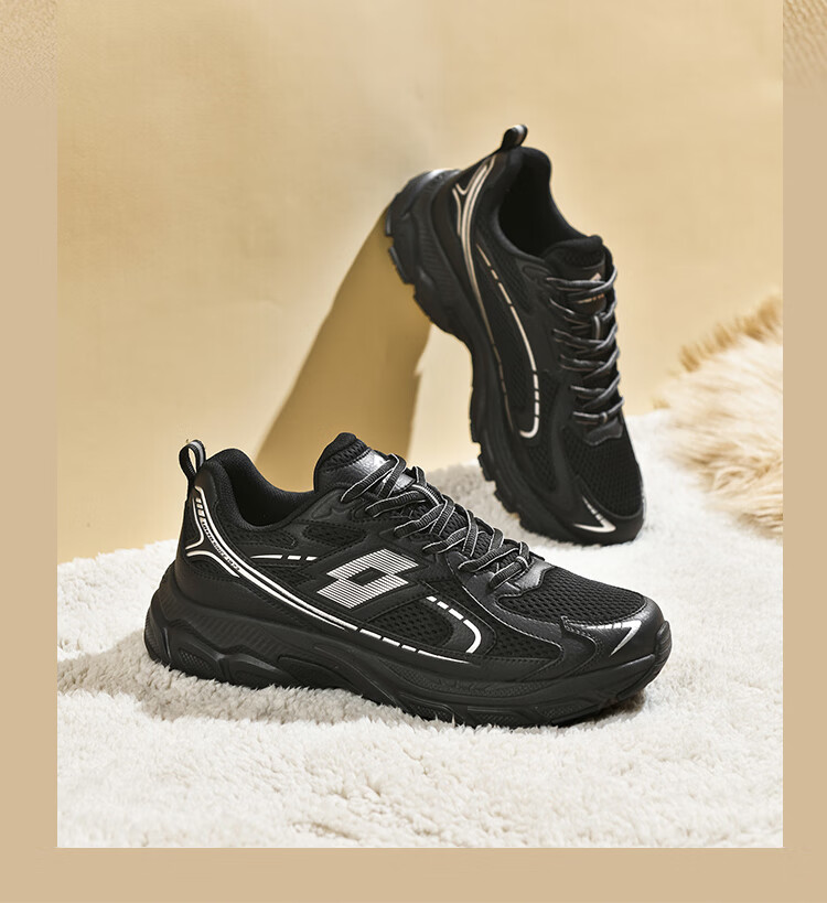LOTTO Men's Shoes, Spring Casual Sneakers, Retro Dad Shoes, Outdoor Running Shoes, Black, Size 41 13
