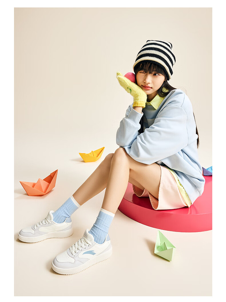 Anta Light Step V2 Women's Sneakers Summer Breathable Casual Couple Simple White Shoes Soft Sole Comfortable Thick Sole Height Increasing Shoes 15